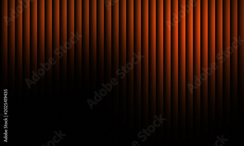 Abstract photograph featuring rhythmic vertical lines illuminated by warm orange lighting creating a dramatic sense of depth and modern texture