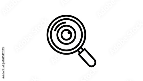 Tableau sur toile Simple black outline of a magnifying glass with concentric circles within the le
