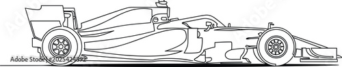 Minimal Formula Racing Car Side Profile Outline Vector Illustration for Motorsport Branding and Speed Design Projects