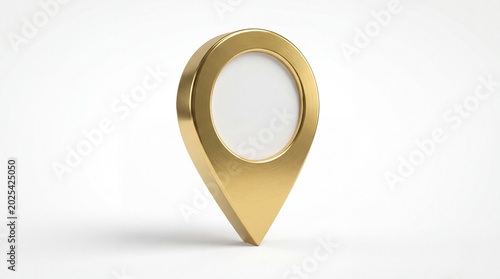 Shiny gold location pin icon for map navigation