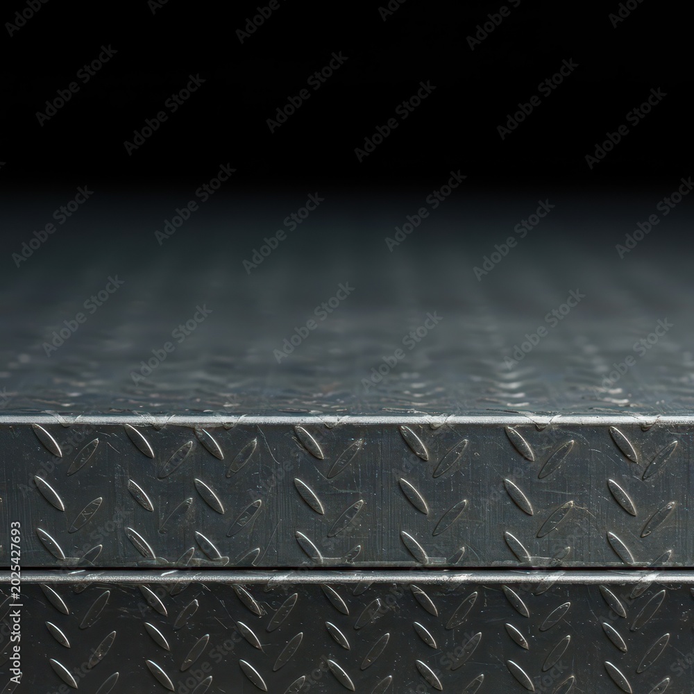 Fototapeta premium A textured close-up of a large, flat industrial sheet material, perfect for construction, engineering, manufacturing, and design projects, metallic, cladding, macro