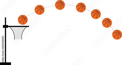 Photos Projectile Motion Parabolic Trajectory Basketball Shot Physics Educational Illus