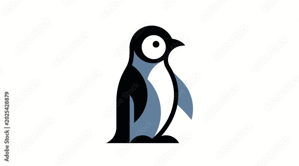 Obraz premium Clean Vector Illustration of a Standing Penguin Figure in a Minimalist Design on a Plain Background