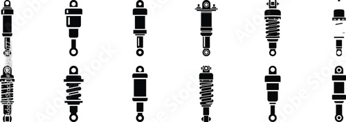 Obraz na płótnie Shock Absorber Vector Icon Set with Car Suspension and Automotive Damper Symbols