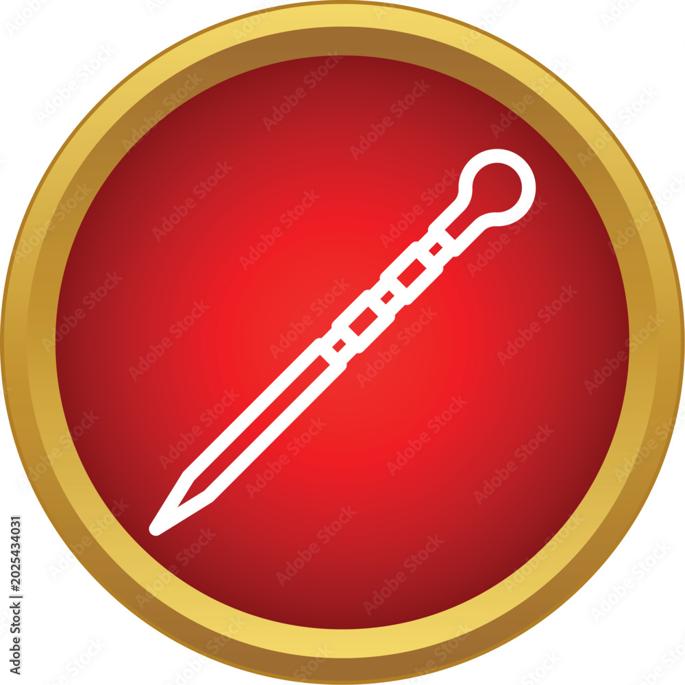 Obraz premium Wizard magic wand line drawing symbol on a red round button