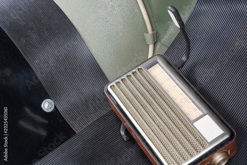 Konstfotografi Portable Vintage Radio on Floor of Classic Car
