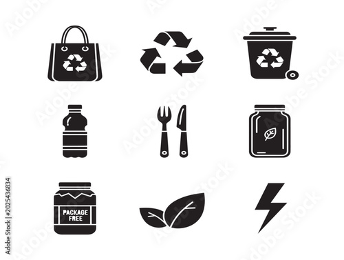 Recycling and eco-friendly icons vector illustration in flat style