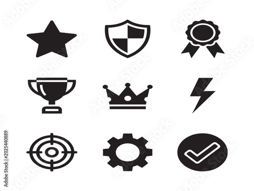 Vector illustration of achievement icons in flat style