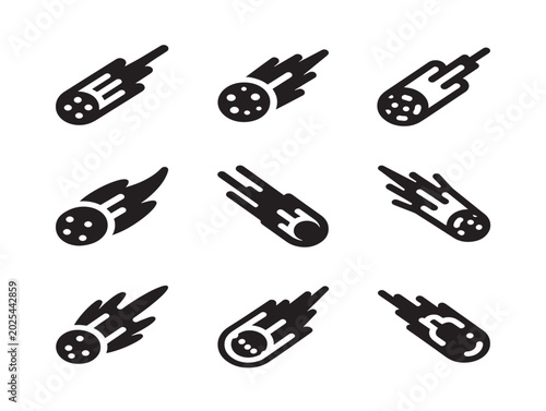 Vector illustration of shooting stars in space in flat style