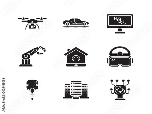 Vector illustration of robotics and technology in flat style