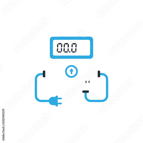 Fotografie Smart Energy Monitor Display With Plug And Socket Connectors, Power Interface, Modern Style, Industrial Vector Icons, Utility Icons, Flat Illustration