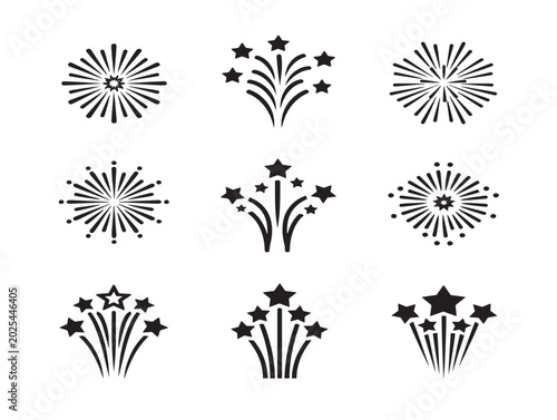 Firework vector illustration set in flat style