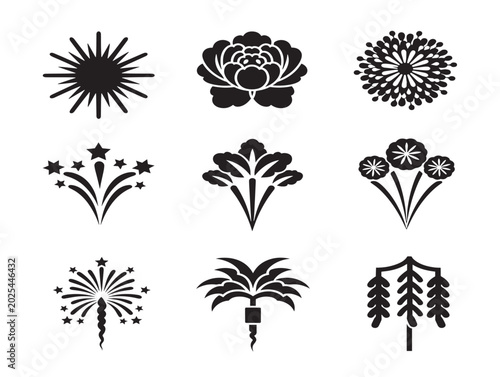 Set of floral vector illustrations in flat style