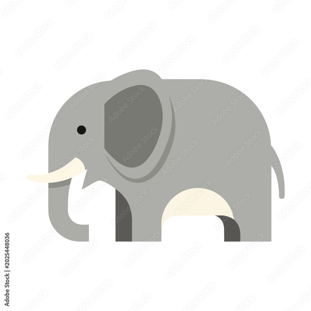 Fototapeta premium Cartoon elephant illustration isolated on white background with copy space