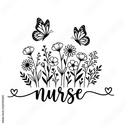 Photos Floral Nurse SVG, PNG, Nurse SVG, Nurse Flower Design, Male Nurse, healthcare wo