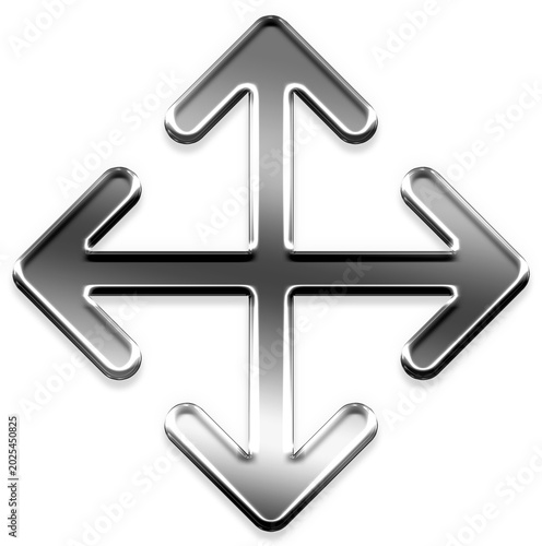 Foto Glossy chrome silver move metallic 3D icon