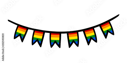 Foto Rainbow garlang pride month lgbt symbol, colorful bunting flags on string doodle spectrum queer identity freedom love diversity sign human orientation rights concept