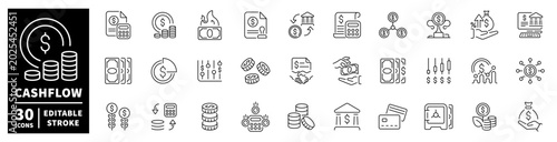 Fotografie Financial icons set for cash flow and business growth, editable stroke