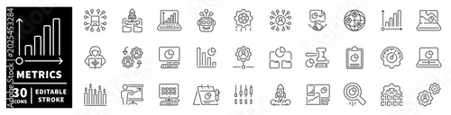 Collection of business analytics and data visualization icons for digital strategy