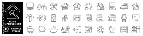 Home improvement and renovation icons for renovation and repair services