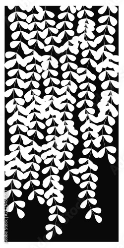 Vector room divider, Laser cut leaf nature panel, stencil divider. Wall nature art for home decor, room divider screens, paper craft, card background. 