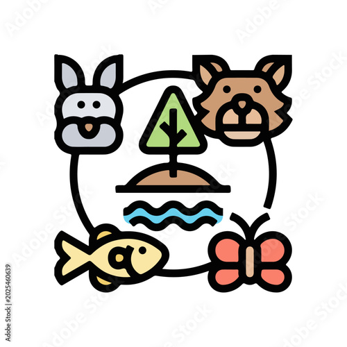 Biodiversity Color Line Icon Environmental Protection Stock