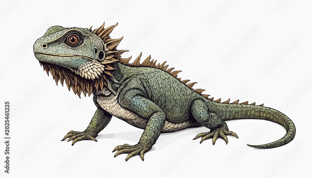 Fototapeta premium Bearded dragon vector art illustration, isolated on white background 