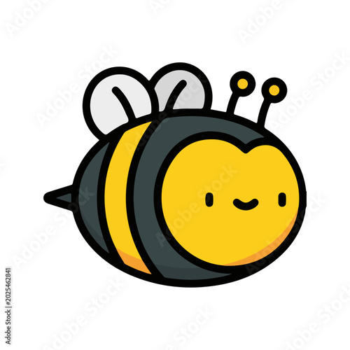 Cute Happy Cartoon Bee Character Illustration