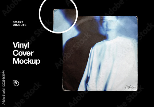 Damaged Vinyl Cover Mockup - Branding Identity Presentation (PSD)