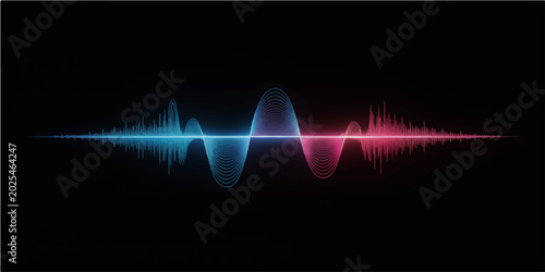 Fotografie A digital vector illustration of a medical EKG heartbeat wave glowing with light