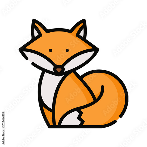 Orange Cartoon Fox White Markings Black Stock Vector.