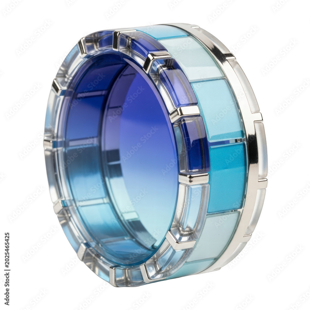 Naklejka premium Modern bangle bracelet with blue geometric accents and silver frame
