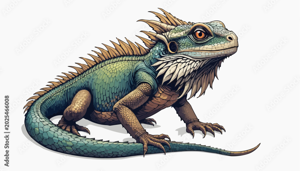 Fototapeta premium Bearded dragon vector art illustration, isolated on white background 