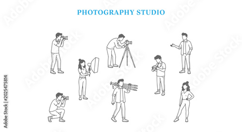 Isometric Photography Studio People Vector Set, Architectural Entourage Figures of Photographers and Models for Diagrams
