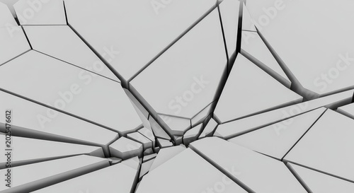 Abstract background showing fractured white and gray pieces creating a conceptual pattern of emptiness and separation and structural failure ,conceptual ,structure ,angular