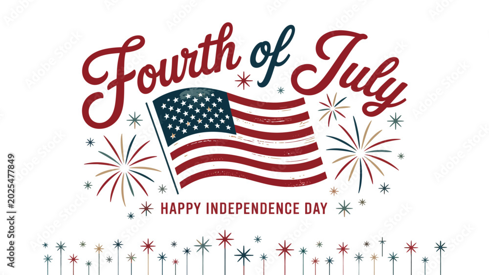 Obraz premium Fourth of july celebration with american flag and fireworks