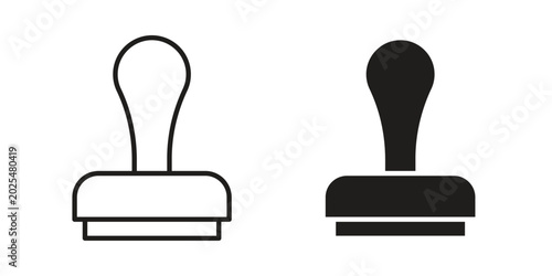 Photos Approval stamp icon in black stroke eps vector graphic