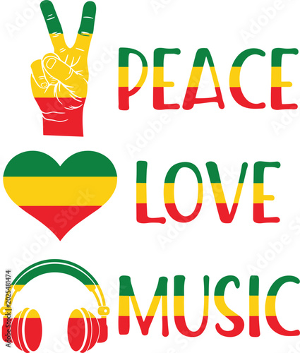 Fotografia Peace love music svg, Reggae music quotes svg, Rastafari peace love music svg, R