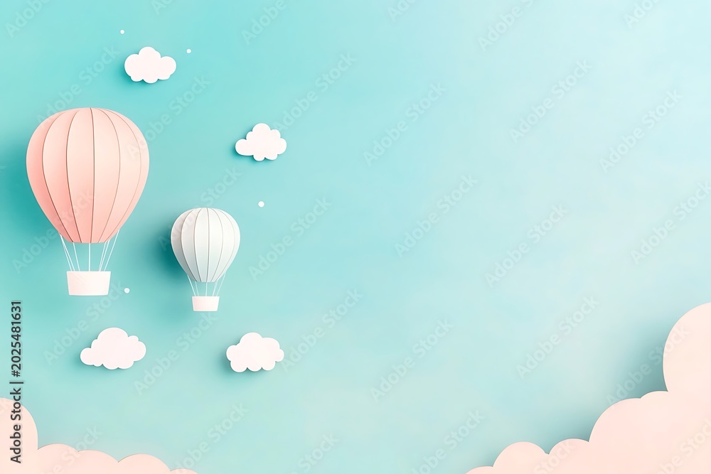 Obraz premium Pastel hot air balloons in a dreamy sky