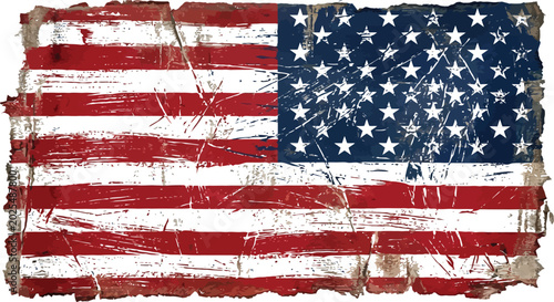 American flag displays a distressed texture with worn and aged edges.