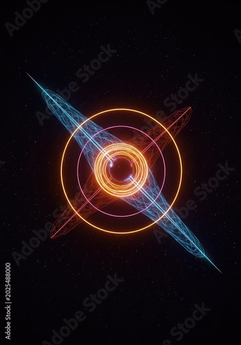 A mesmerizing abstract cosmic structure showing perfect balance between intersecting planes and glowing geometric forms, representing universal alignment ,light ,spatial ,dimensional