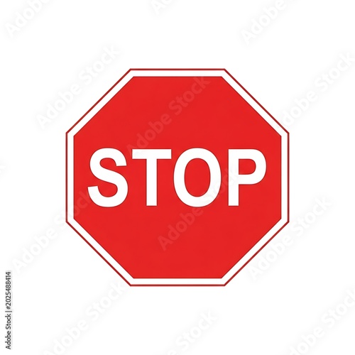 Red Octagonal Stop Sign Isolated on White Background
