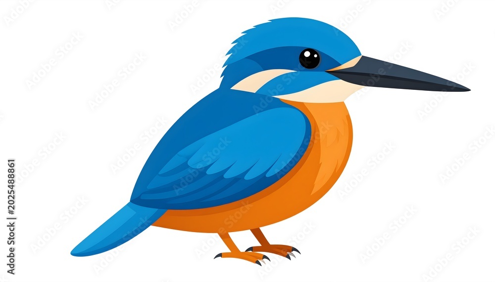 Fototapeta premium Colorful kingfisher bird perched with vibrant blue and orange feathers in natural pose