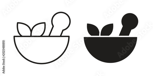 Billede på lærred Herbal medicine icon in black stroke eps vector graphic
