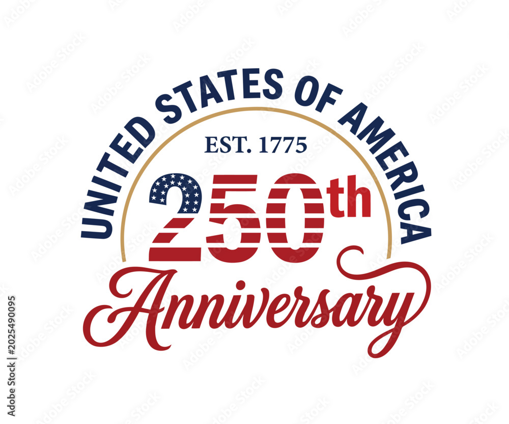 Obraz premium United States of America 250th Anniversary Patriotic Ribbon Emblem Vector Design