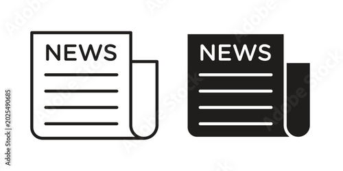 Newspaper icon in black stroke eps vector graphic