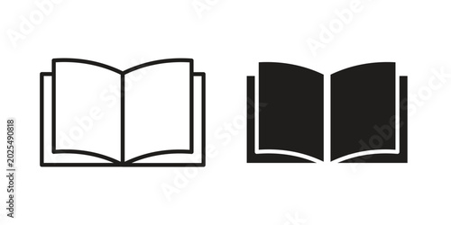 open book icon in black stroke eps vector graphic