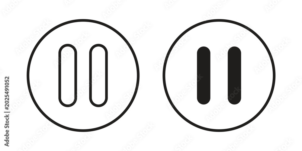 Fototapeta premium Pause button icon in black stroke eps vector graphic