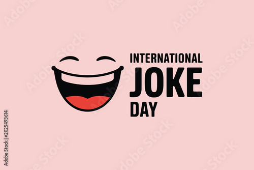International joke day celebration with laughing face and text announcement.