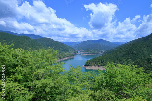 魚梁瀬ダム湖　新緑の季節　高知県北川村